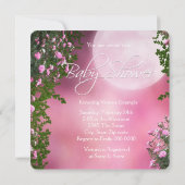 ピンクムーンベビーガールシャワー 招待状 (裏面)