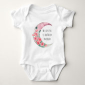 ピンクムーン春フラワーベビーガール ベビーボディスーツ (正面)