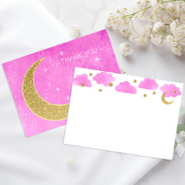 ピンクムーン&スターズベビーシャワーサンキューカード サンキューカード