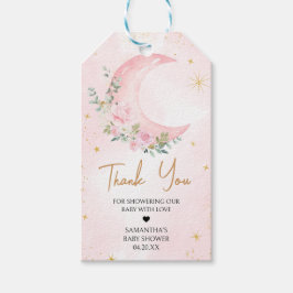 ピンクムーン&スターズベビーシャワーメッセージカード ギフトタグ