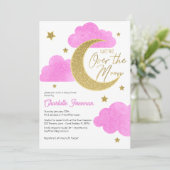 ピンクムーン&スターズベビーシャワー招待状 招待状 (スタンド正面)