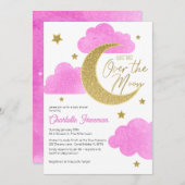 ピンクムーン&スターズベビーシャワー招待状 招待状 (正面/裏面)