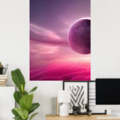 ピンクムーン – ピンクプラネットキャンバス ポスター (ホームオフィス)