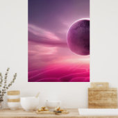 ピンクムーン – ピンクプラネットキャンバス ポスター (キッチン)