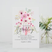 ピンクムーヴボホフローラフェザー結婚式招待状 (スタンド正面)