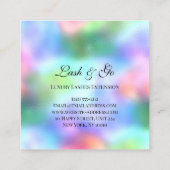 ピンクメイクアップアーティストまつげ拡張ホログラフィック スクエア名刺 (裏面)