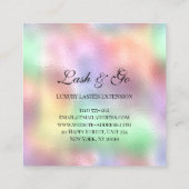 ピンクメイクアップアーティストまつ毛の延長ホログラフィールクス スクエア名刺 (裏面)