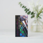 ピンクメイクアップアーティストパレットブラシ名刺 名刺 (スタンド正面)