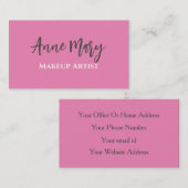 ピンクメイクアップアーティスト美しいヘアサロンカスタムカラー 名刺 (正面/裏面)