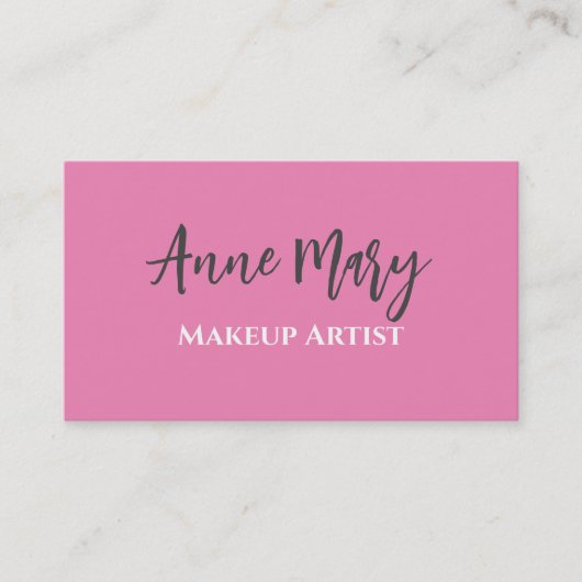 ピンクメイクアップアーティスト美しいヘアサロンカスタムカラー 名刺 (正面)