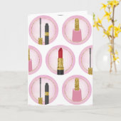 ピンクメイクアップ化粧品パターン化粧品 カード (黄色い花)