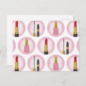 ピンクメイクアップ化粧品パターン化粧品 ポストカード (正面/裏面)