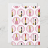 ピンクメイクアップ化粧品誕生日招待状口紅 招待状 (裏面)