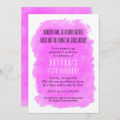 ピンクメイクアップ美しい誕生日パーティー 招待状 (正面/裏面)