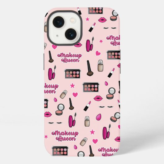 ピンクメイク柄フォンケース iPhoneケース (裏面)