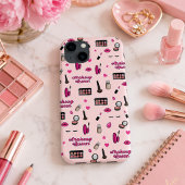 ピンクメイク柄フォンケース iPhoneケース