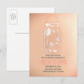 ピンクメイソンのjarビーチ結婚式は日付を保存 案内ポストカード (正面/裏面)