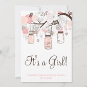 ピンクメイソンジャース&ロベバーズベビーシャワー招待状 招待状 (裏面)