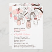 ピンクメイソンジャース&ロベバーズベビーシャワー招待状 招待状 (正面/裏面)