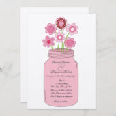 ピンクメイソンジャーブラワーズ結婚式招待状 招待状 (正面/裏面)