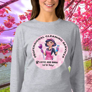 ピンクメイド清掃サービスユニフォーム Tシャツ