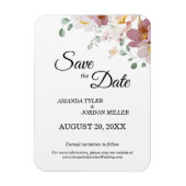 ピンクメイブヴィンテージフローラ結婚式の日付を保存 マグネット (縦)