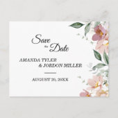 ピンクメイブヴィンテージフローラ結婚式の日付を保存 案内ポストカード (正面)