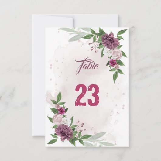 ピンクメイブ植物表番号カード 招待状 (裏面)