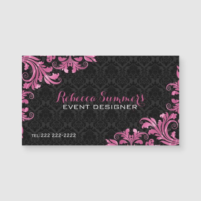 ピンクメエレガントートレースブラックダマスク (正面)