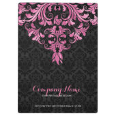 ピンクメエレガントートレースブラックダマスク クリップボード (裏面)