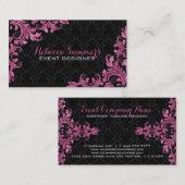 ピンクメエレガントートレースブラックダマスク 名刺 (正面/裏面)