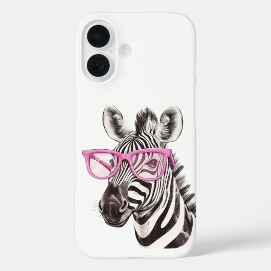 ピンクメガネiPhone / iPadケース付きゼブラ Case-Mate iPhoneケース (裏面)