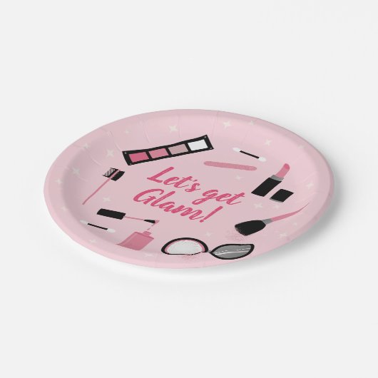 ピンクメガーリーークアップグラマー誕生日 ペーパープレート (アングル)