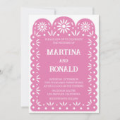 ピンクメキシカンパペルピカド結婚式招待状 案内状 (正面)