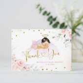 ピンクメキシコエンジェルベビー天国が赤ちゃんシャワーを送信 サンキューカード (スタンド正面)