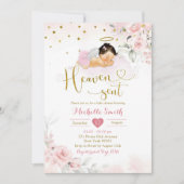 ピンクメキシコエンジェルベビー天国が赤ちゃんシャワーを送信 招待状 (正面)