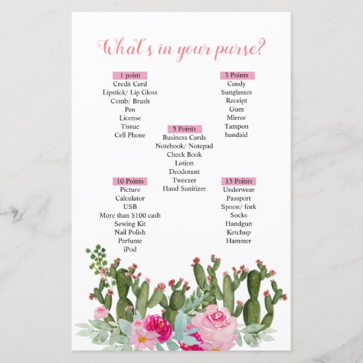 ピンクメキシコ産サボテンあなたの財布ゲームの中に何があるか (正面)