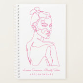 ピンクメス線スケッチ美しいアポイントメント プランナー手帳 (正面)