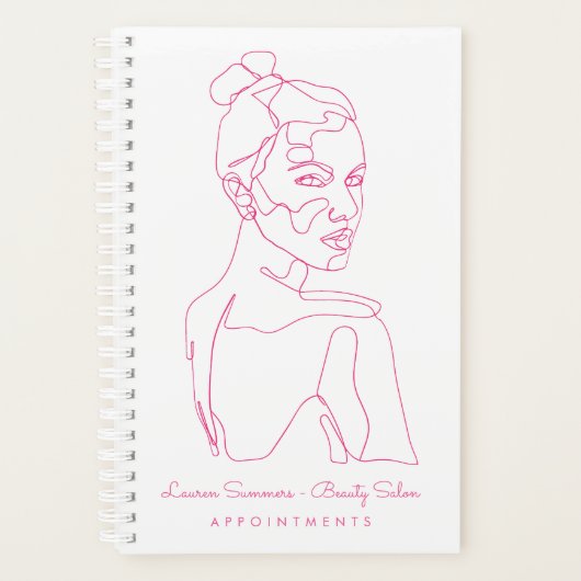 ピンクメス線スケッチ美しいアポイントメント プランナー手帳 (正面)