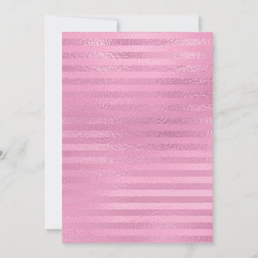 ピンクメタリックガーリーホイルストライプのスウィート16誕生日 招待状 (裏面)