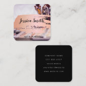 ピンクメタリックバラ金ゴールドブラシ |メイクアップアーティスト スクエア名刺 (正面/裏面)