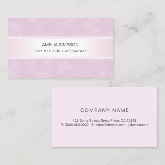 ピンクメタリックフェミニンプロフェッショナル会計士 名刺 (正面/裏面)