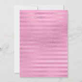ピンクメタリックフォイルガーリーバースデーパストライプのーティー 招待状 (裏面)
