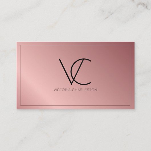 ピンクメタリックモダンホイル 名刺 (正面)