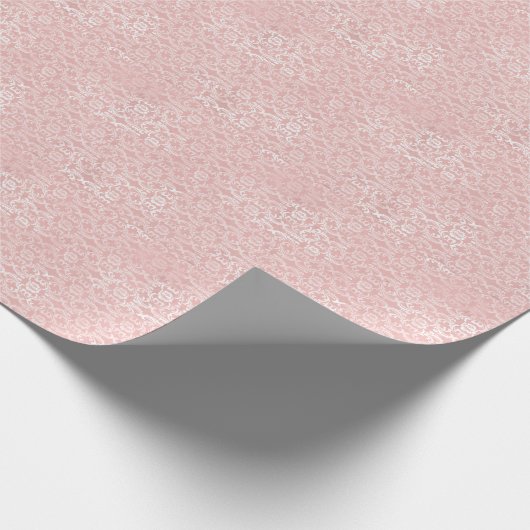 ピンクメタリックレース素朴ヴィンテージ ラッピングペーパー (角)