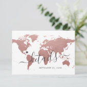 ピンクメタリックワールドマップホテル旅行情報 エンクロージャーカード (スタンド正面)