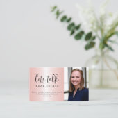 ピンクメタリック実在エステートビジネス 名刺 (スタンド正面)