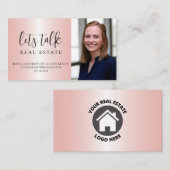 ピンクメタリック実在エステートビジネス 名刺 (正面/裏面)