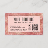 ピンクメタリックQRコード報酬ビジネスカード 名刺 (正面)