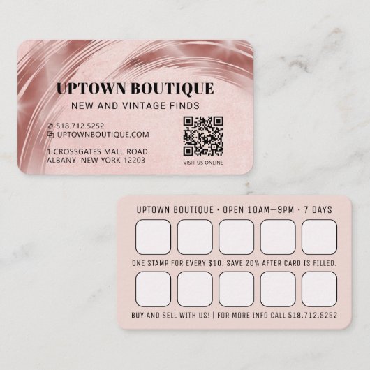 ピンクメタリックQRコード報酬ビジネスカード 名刺 (正面/裏面)